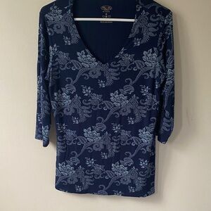Blue Sky Navy Floral Blouse